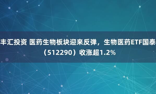 丰汇投资 医药生物板块迎来反弹，生物医药ETF国泰（512290）收涨超1.2%